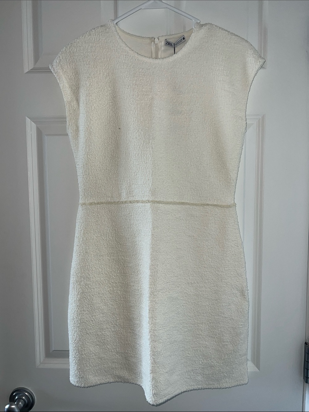 Zara Off-White Textured Mini Dress